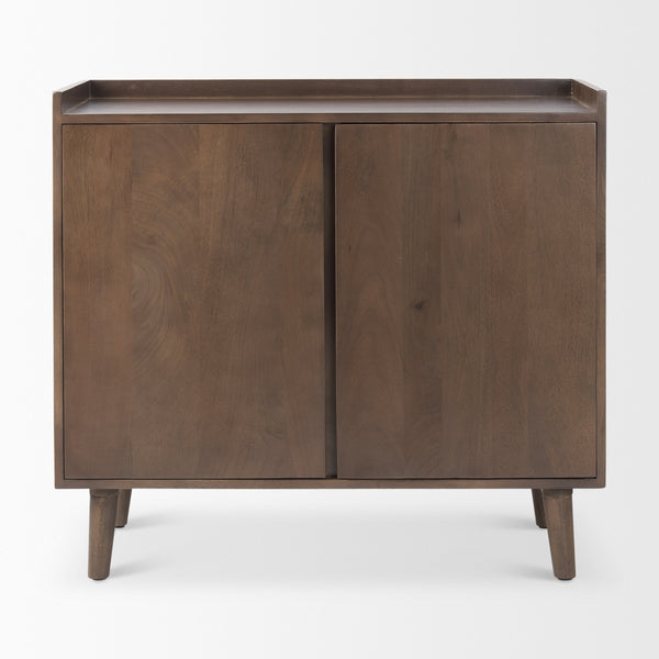 Lillie 36.0L x 16.0W x 32.0H Medium Brown Wood 2 Door Tray Top Accent Cabinet