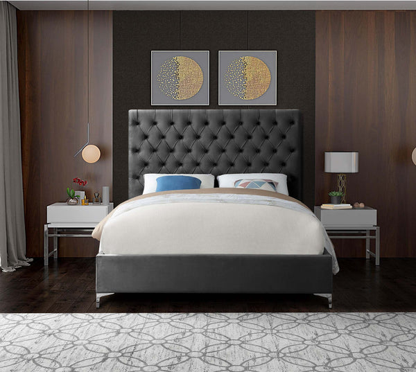 Robin Full Bed In Grey Velvet