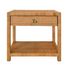 ONE DRAWER END TABLE IN RATTAN WITH BRUSHED BRASS CUP PULL