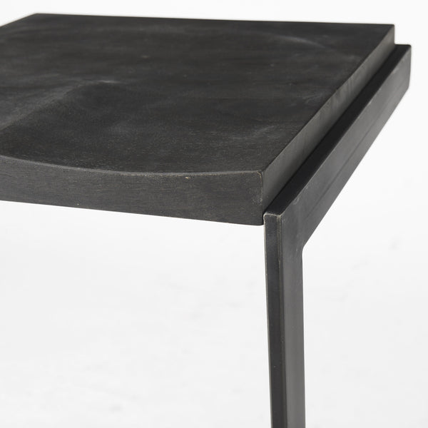 Kiran 17L x 17W x 26H Black Wood W/ Black Metal Base C-Shape Counter Stool