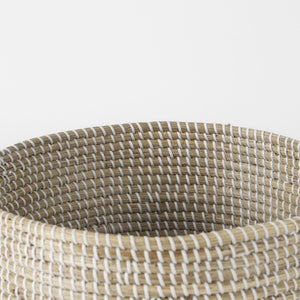 Maddie 13.8L x 13.8W X 15.0H (Set of 3) Light Brown W/White Dipped Seagrass Round Basket  W/ Handles