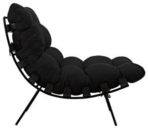 Hanzo Sungkai/Mindi Chair with Industrial Steel Legs in Charcoal Black Cotton