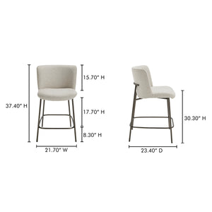Early Beige Counter Stool with Blackened Bronze Frame