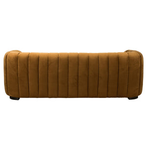 Claire Upholstered Velvet Sofa in Amber with Channel-Tufted Design