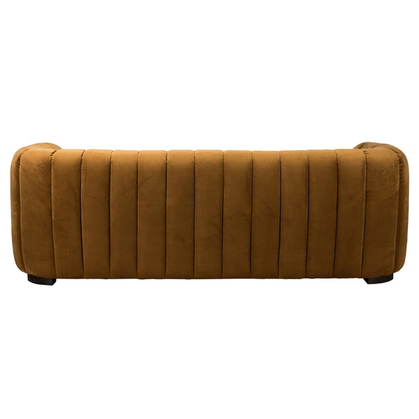 Claire Upholstered Velvet Sofa in Amber with Channel-Tufted Design
