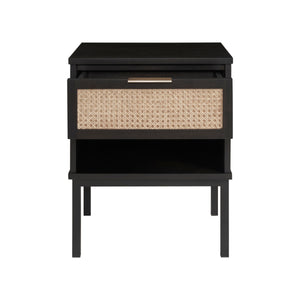 Caine KD Rattan Nightstand/Side Table, Black