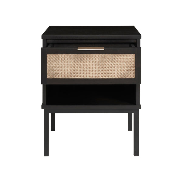 Caine KD Rattan Nightstand/Side Table, Black