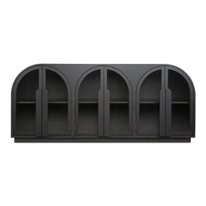 Salone Sideboard Black with Reeded Glass Doors