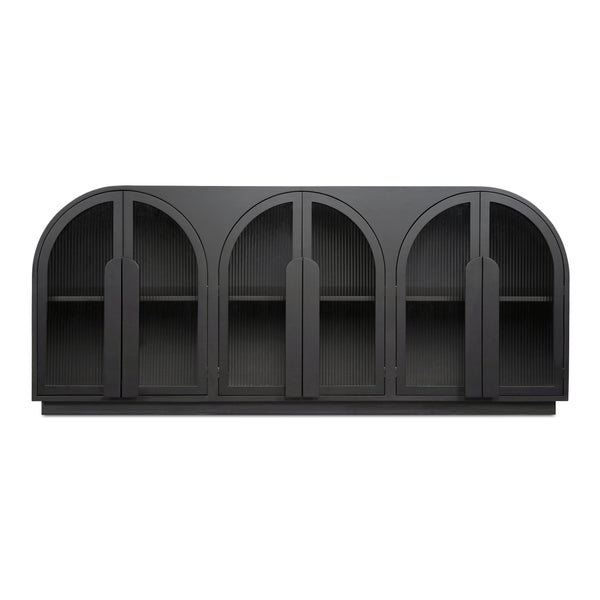 Salone Sideboard Black with Reeded Glass Doors