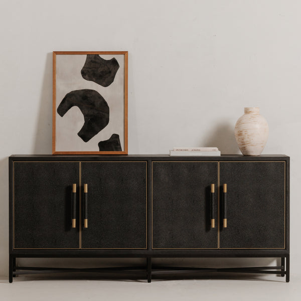 Mako Sideboard in Black Oak with Gold Accents