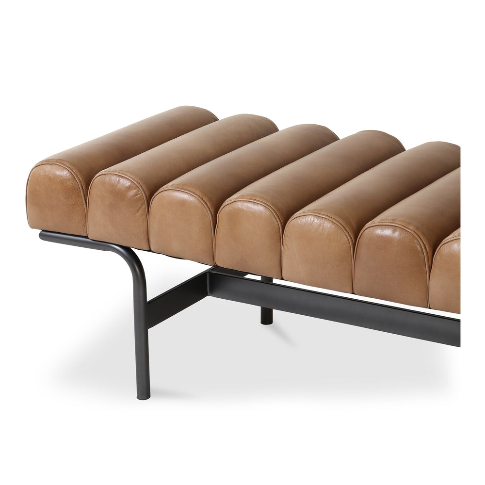 Moe's Harrison Tan Leather Bench