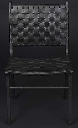 Dede Dining Chair, Leather, Black