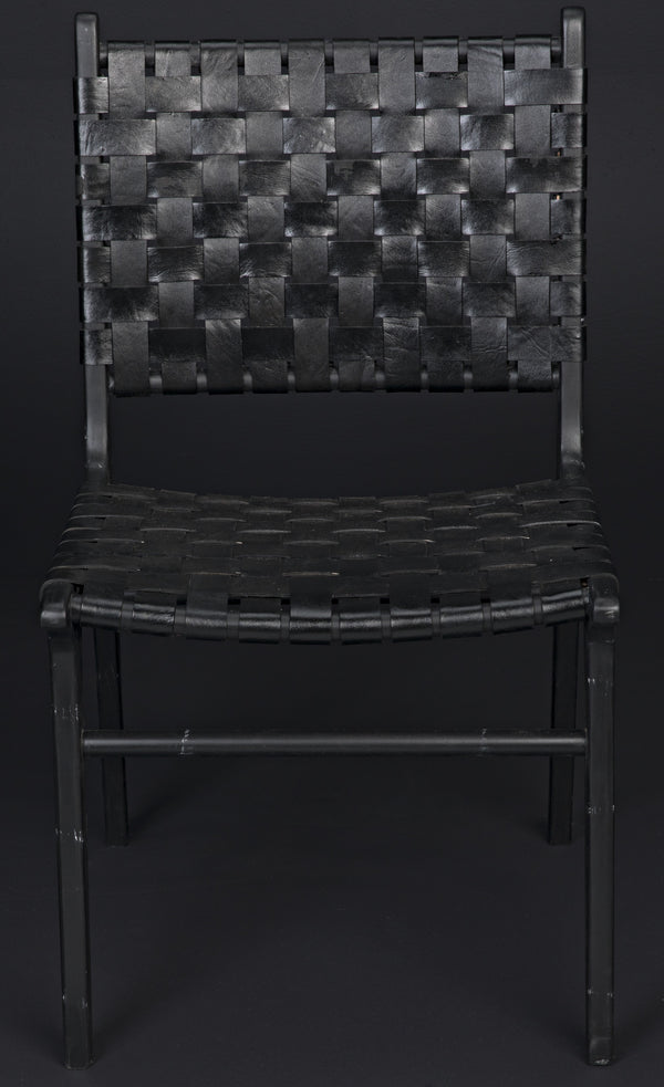 Dede Dining Chair, Leather, Black