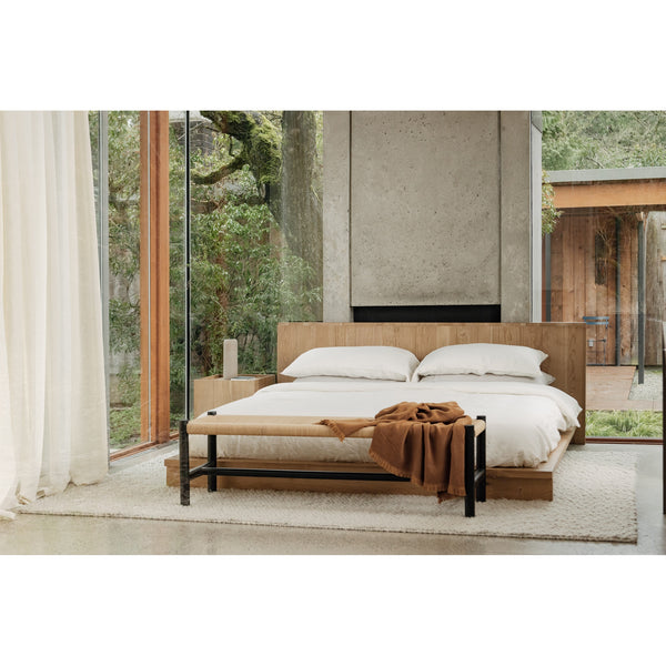 Moe's Hawthorn Large Bench Black with Woven Seat