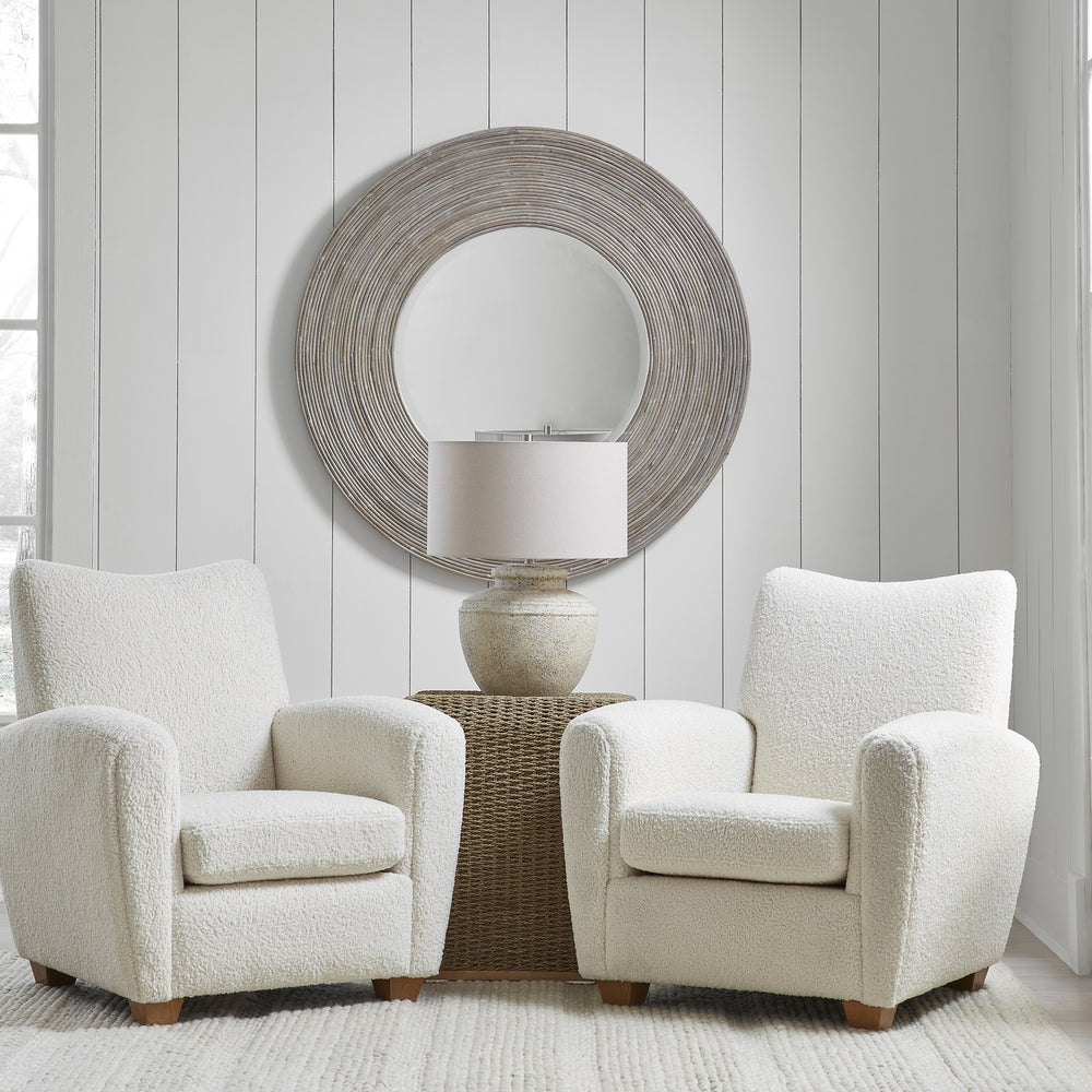 Vortex White Washed Round Mirror