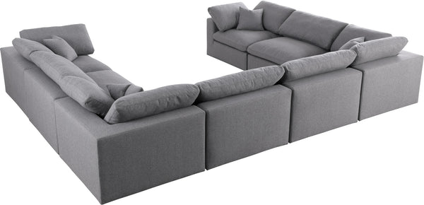 Carmen Cloud Modular Sectional In Grey Linen Fabric