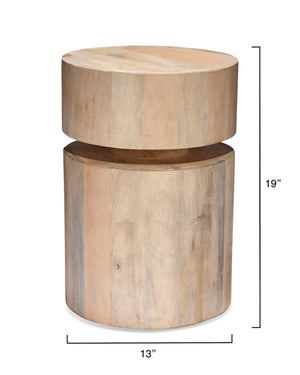  Dylan Wood Round Side Table, White Wash