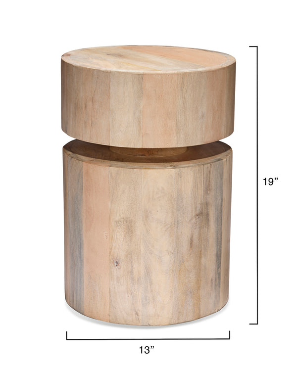  Dylan Wood Round Side Table, White Wash