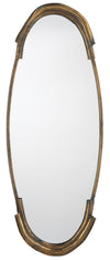 Margaux Metal Oval Wall Mirror, Antique Brass