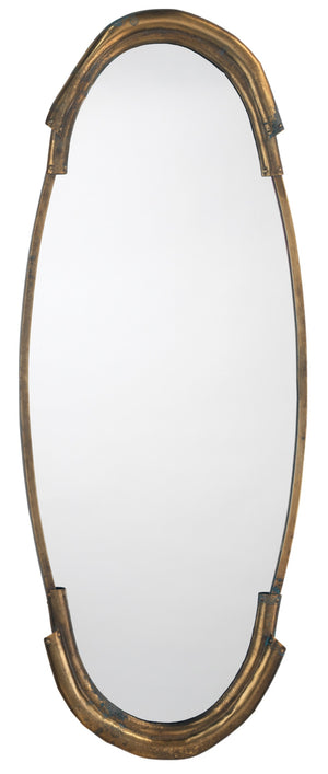 Margaux Metal Oval Wall Mirror, Antique Brass