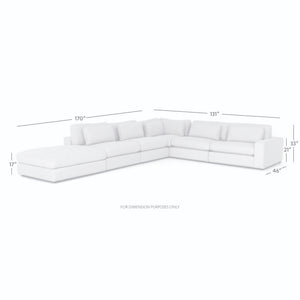 Bloor 5 Pc Sectional with Ottoman in Essence