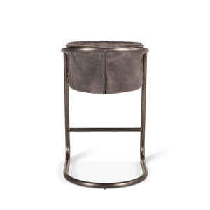 Portofino Distressed Antique Ebony Leather Counter Chair