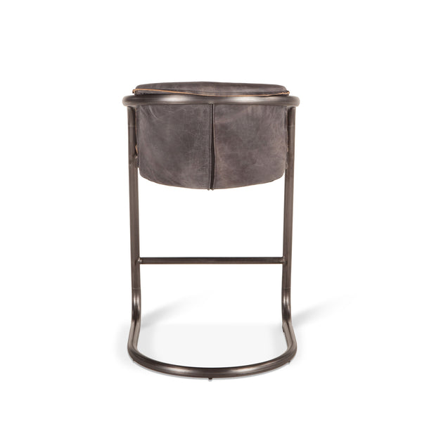 Portofino Distressed Antique Ebony Leather Counter Chair