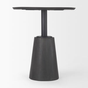 32" Round Black-Brown Wood Tabletop & Base w/ Black Metal Accent Pedestal Bistro Table