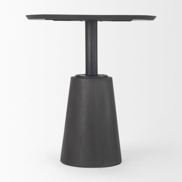 32" Round Black-Brown Wood Tabletop & Base w/ Black Metal Accent Pedestal Bistro Table