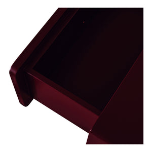 Moe's Jolene Nightstand in Deep Red with Shelf