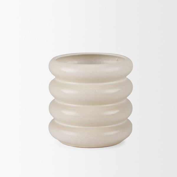 Twyla Tall Cream Glazed Ring Pot