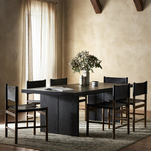 Warby Dining Table 94" in Worn Black Oak