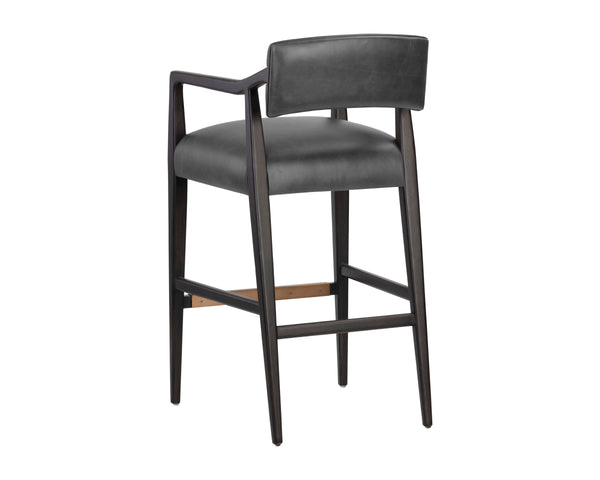 KEAGAN BARSTOOL - BRENTWOOD CHARCOAL LEATHER