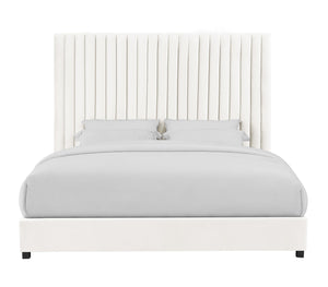 Arabelle White Velvet Bed in Queen