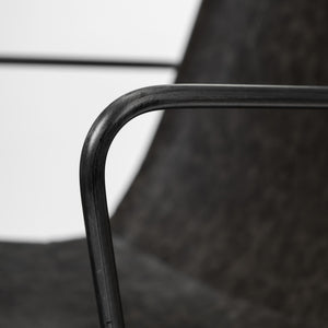 Sawyer II Black Faux-Leather Seat Black Iron Frame Dining Chair