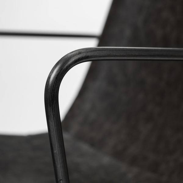 Sawyer II Black Faux-Leather Seat Black Iron Frame Dining Chair