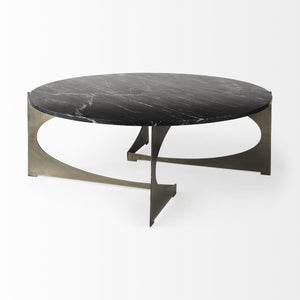 Reinhold III Black Marble Top Iron Coffee Table