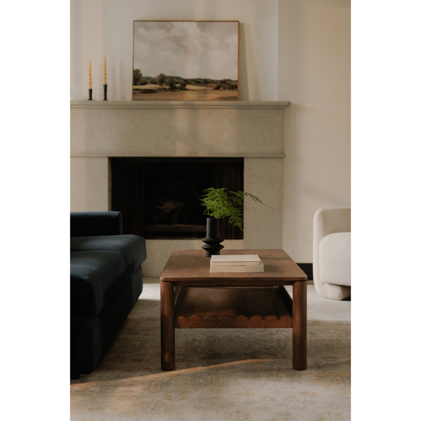 Wiley Coffee Table in Vintage Brown with Shelf