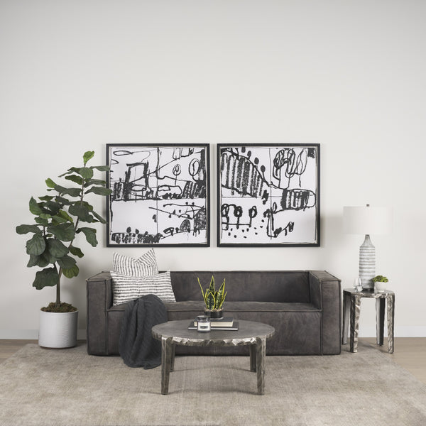 Jenna Cream w/ Black Print Linen Square Decorative Pillow Cover