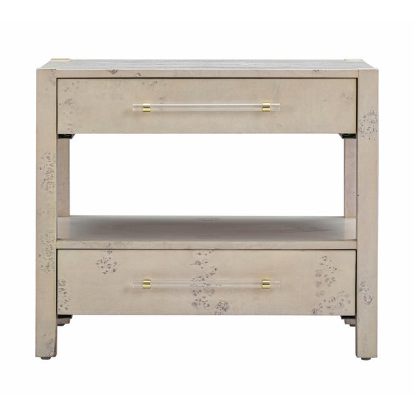 Brandyss White Burl Nightstand
