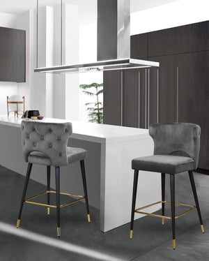 Allan Stool In Grey Velvet