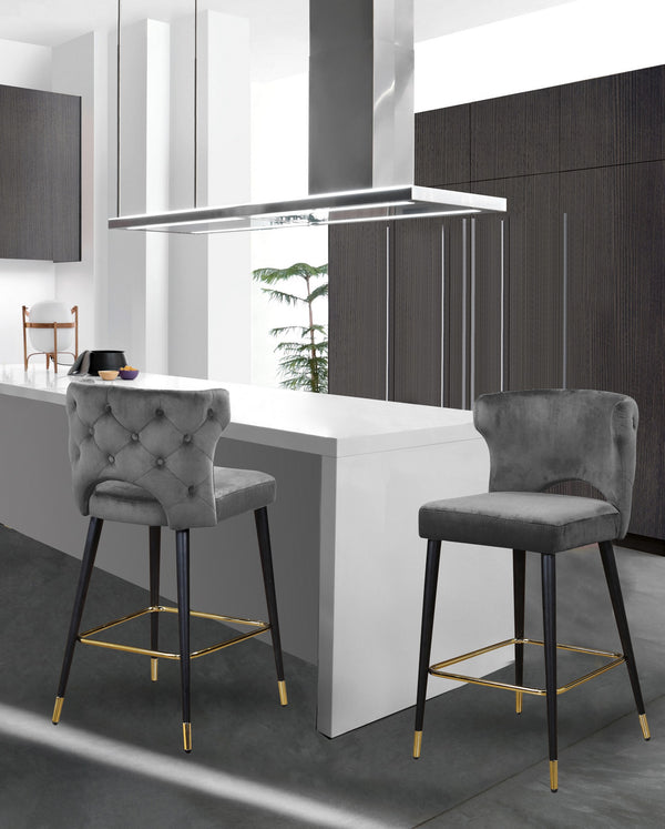 Allan Stool In Grey Velvet