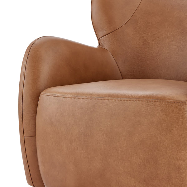 Tiffany KD Top Grain Leather Accent Arm Chair, Garrett Caramel