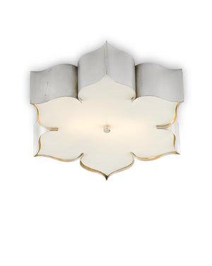 Grand Lotus Silver Flush Mount In Contemporary Silver Leaf