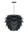 Aluvia Medium Hardwired Pendant in Anthracite with Black Cord