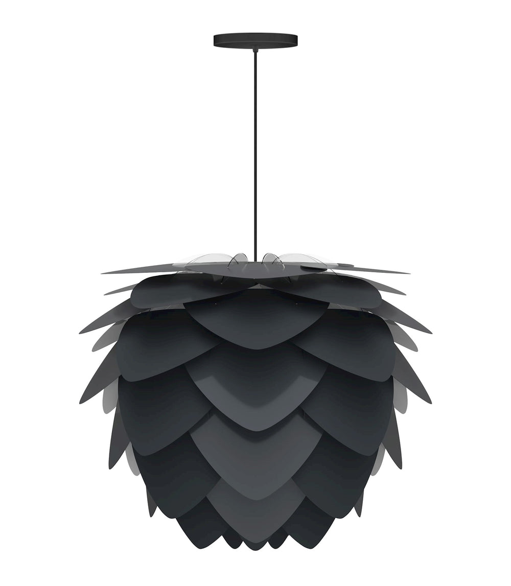 Aluvia Medium Hardwired Pendant in Anthracite with Black Cord