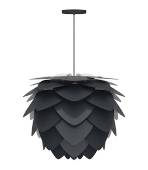 Aluvia Medium Hardwired Pendant in Anthracite with Black Cord