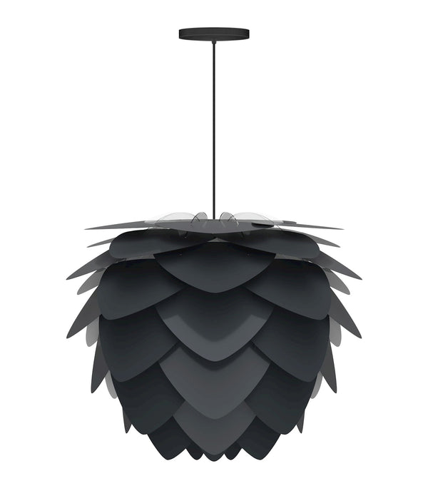 Aluvia Medium Hardwired Pendant in Anthracite with Black Cord