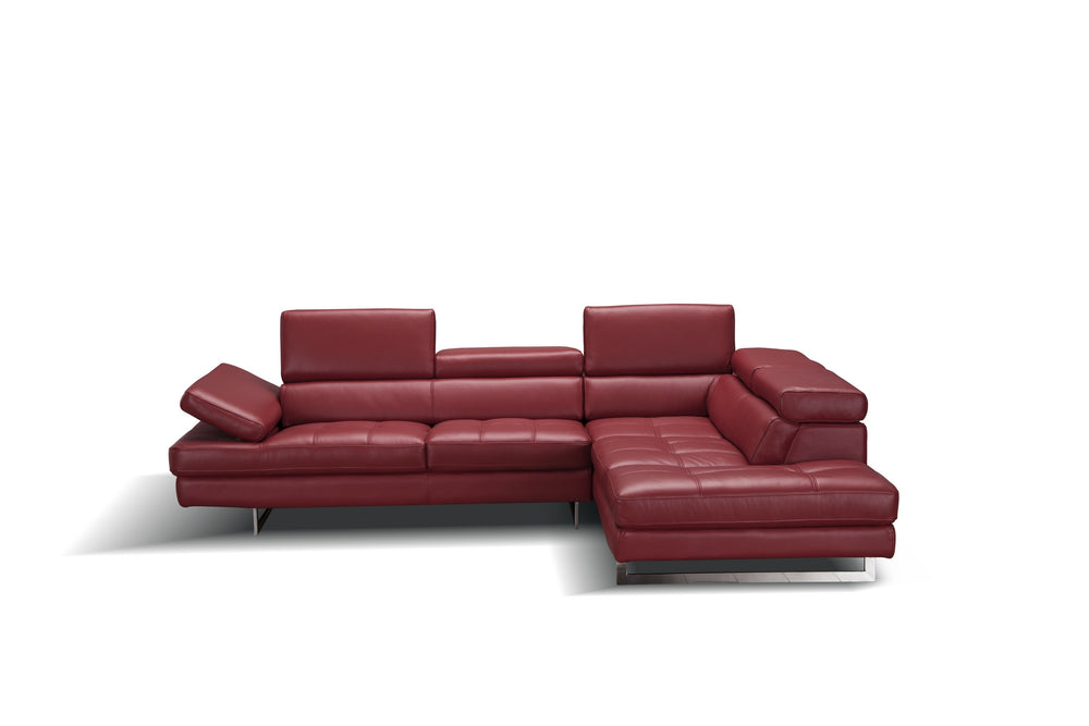 Eliza Italian Leather Sectional Red In Right hand Facing