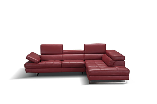 Eliza Italian Leather Sectional Red In Right hand Facing